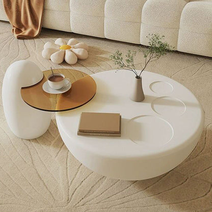 Contemporary Creative Fiberglass Glass Round Egg-Shaped Coffee Table 1-Tier For Living Room
