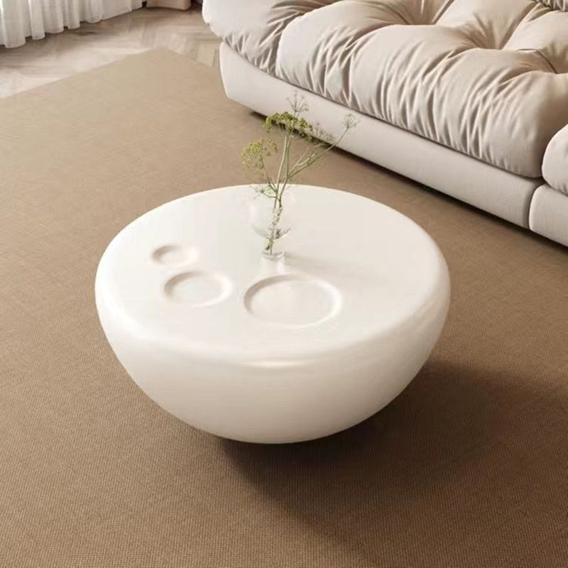 Contemporary Creative Fiberglass Glass Round Egg-Shaped Coffee Table 1-Tier For Living Room