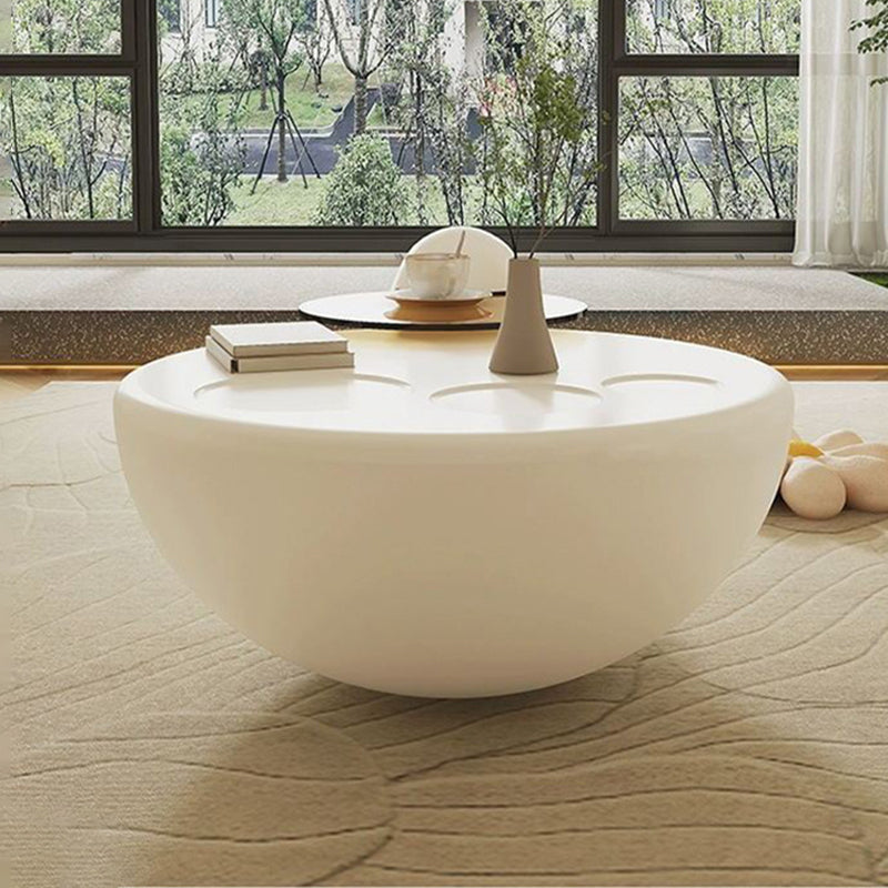 Contemporary Creative Fiberglass Glass Round Egg-Shaped Coffee Table 1-Tier For Living Room
