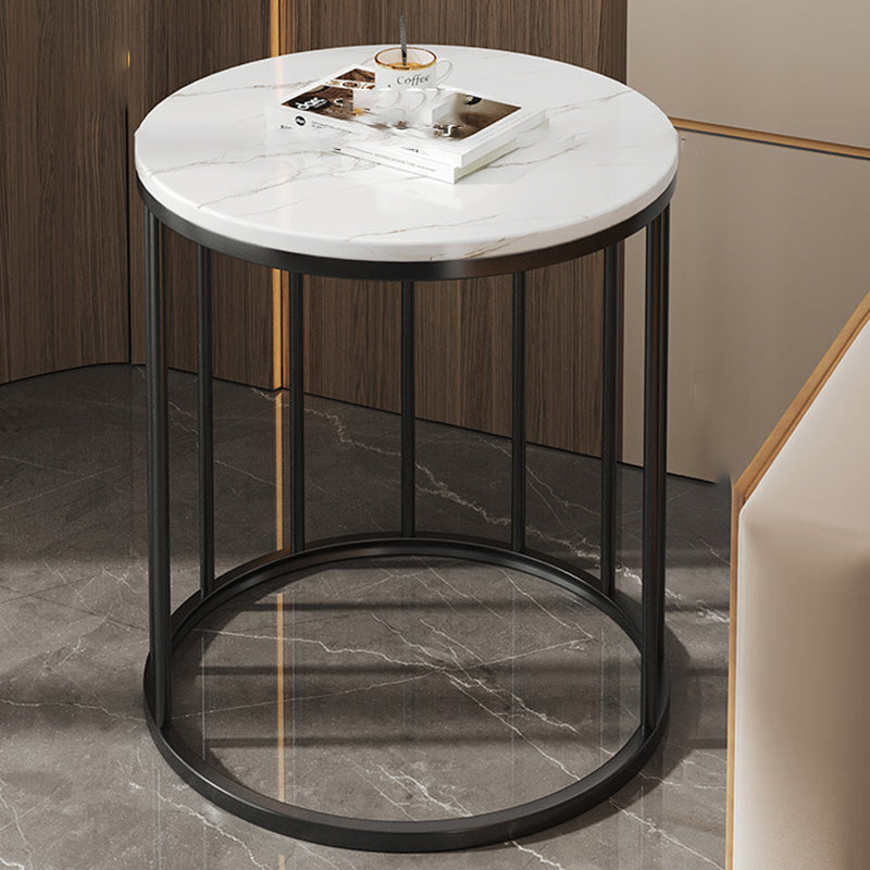 Contemporary Scandinavian MDF Carbon Steel Round Hollow Side Table 1/2 Tier For Living Room