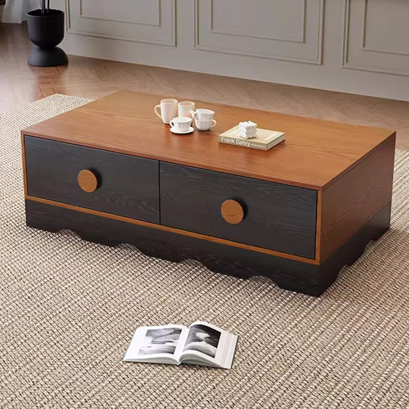 Traditional Chinese Rubberwood Solid Wood Multi-Layer Board Wave Rectangular Storage Cabinet With 2/3/4/7 Drawers For Living Room