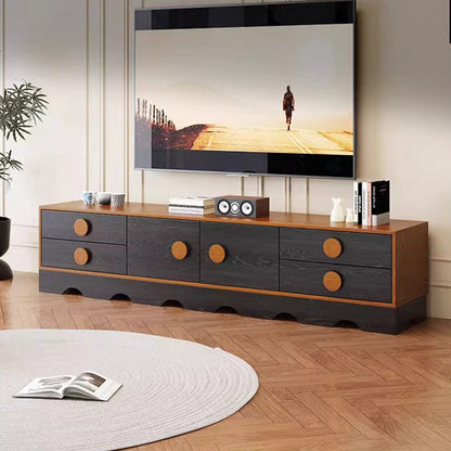 Traditional Chinese Rubberwood Solid Wood Multi-Layer Board Wave Rectangular Storage Cabinet With 2/3/4/7 Drawers For Living Room