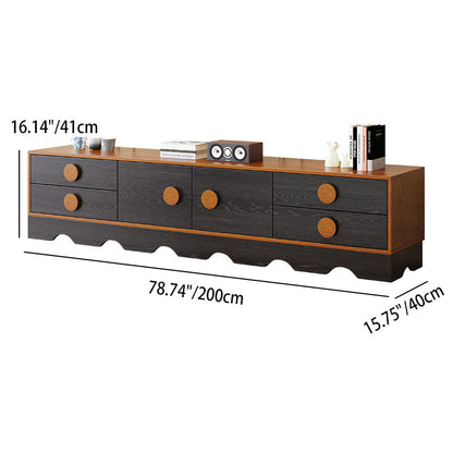 Traditional Chinese Rubberwood Solid Wood Multi-Layer Board Wave Rectangular Storage Cabinet With 2/3/4/7 Drawers For Living Room