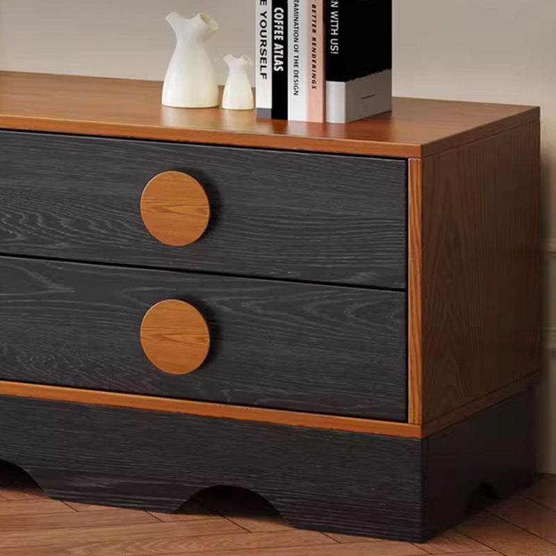Traditional Chinese Rubberwood Solid Wood Multi-Layer Board Wave Rectangular Storage Cabinet With 2/3/4/7 Drawers For Living Room