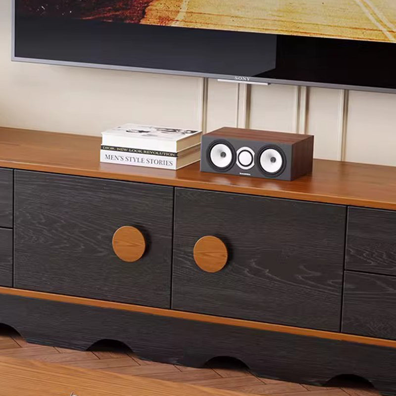 Traditional Chinese Rubberwood Solid Wood Multi-Layer Board Wave Rectangular Storage Cabinet With 2/3/4/7 Drawers For Living Room