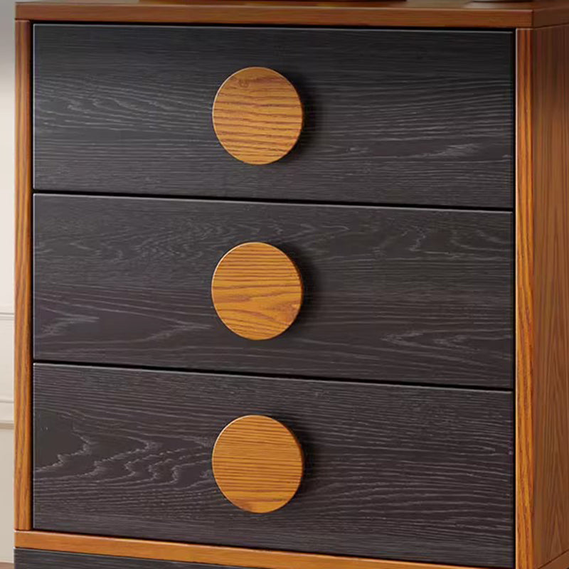 Traditional Chinese Rubberwood Solid Wood Multi-Layer Board Wave Rectangular Storage Cabinet With 2/3/4/7 Drawers For Living Room
