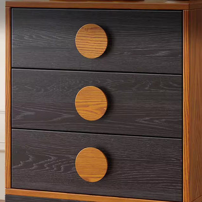 Traditional Chinese Rubberwood Solid Wood Multi-Layer Board Wave Rectangular Storage Cabinet With 2/3/4/7 Drawers For Living Room