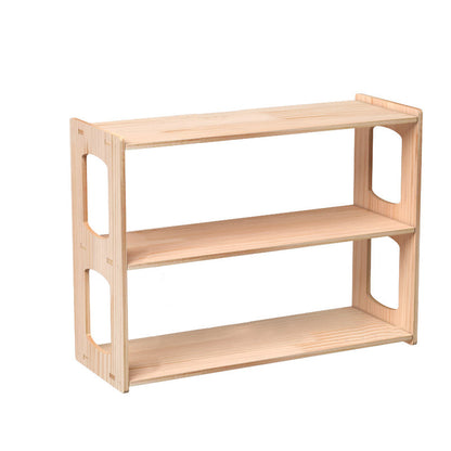 Modern Minimalist Pine Wood Rectangular Storage Shelf 3-Tier For Living Room