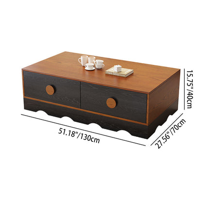 Traditional Chinese Rubberwood Solid Wood Multi-Layer Board Wave Rectangular Storage Cabinet With 2/3/4/7 Drawers For Living Room