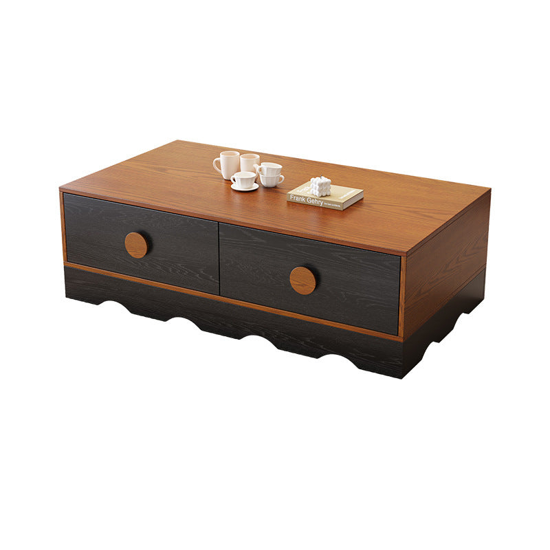 Traditional Chinese Rubberwood Solid Wood Multi-Layer Board Wave Rectangular Storage Cabinet With 2/3/4/7 Drawers For Living Room