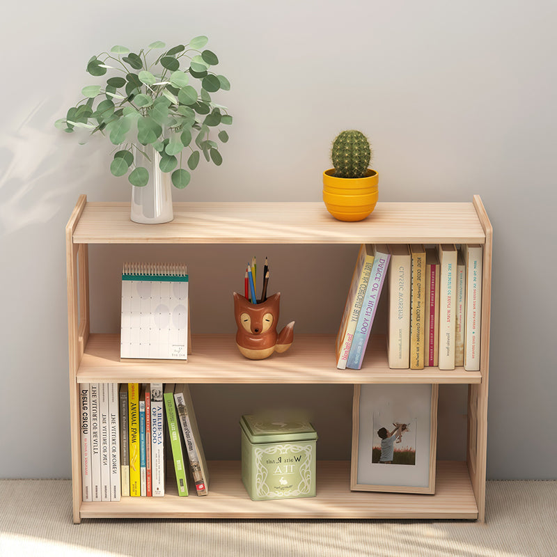 Modern Minimalist Pine Wood Rectangular Storage Shelf 3-Tier For Living Room