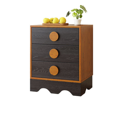 Traditional Chinese Rubberwood Solid Wood Multi-Layer Board Wave Rectangular Storage Cabinet With 2/3/4/7 Drawers For Living Room
