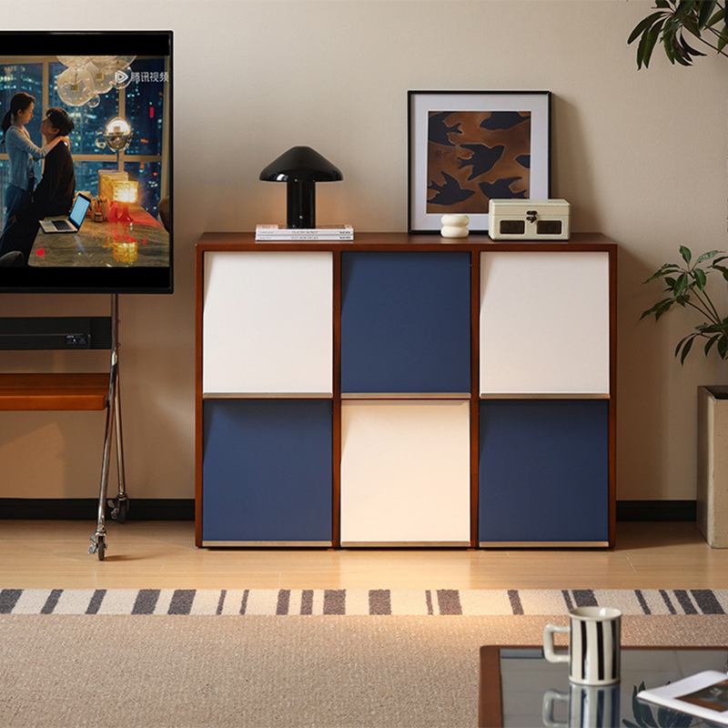 Traditional French Rubber Wood Stainless Steel Square Storage Cabinet 4/6 Storage For Living Room