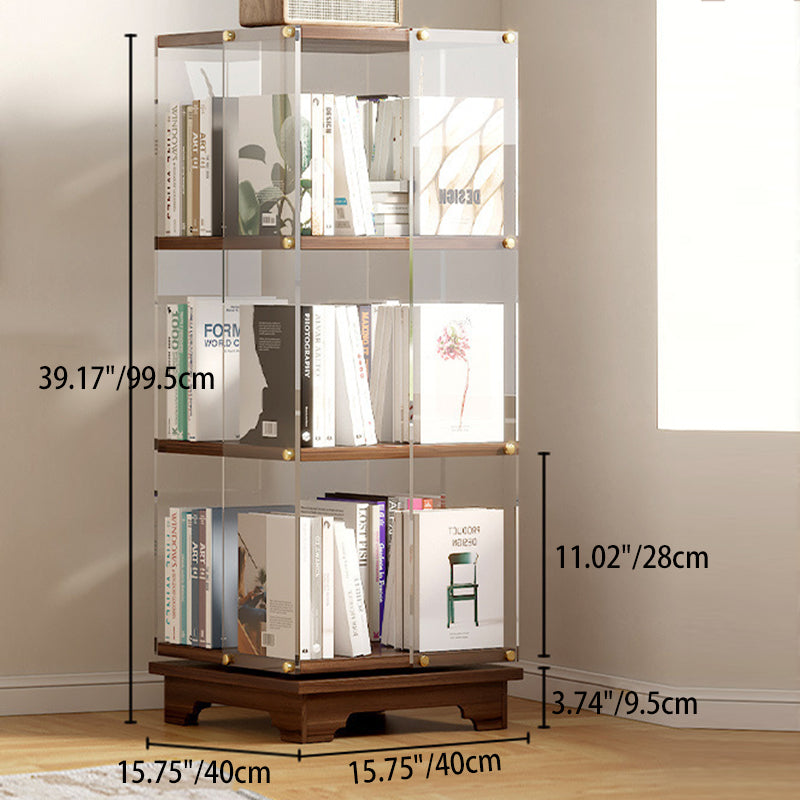 Modern Minimalist Acrylic Solid Wood Square Bookshelf 3/4/5/6-Tier For Living Room
