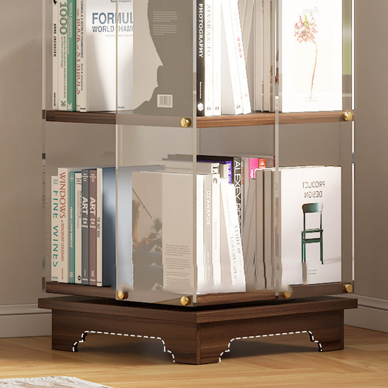 Modern Minimalist Acrylic Solid Wood Square Bookshelf 3/4/5/6-Tier For Living Room