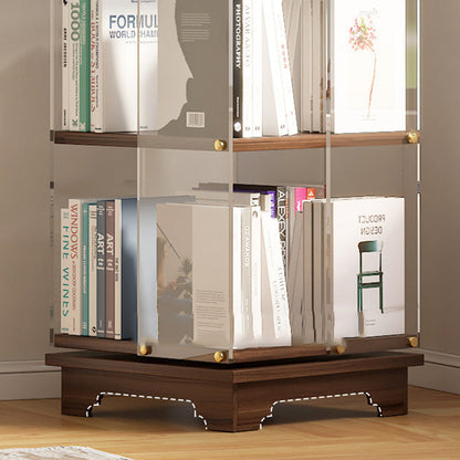 Modern Minimalist Acrylic Solid Wood Square Bookshelf 3/4/5/6-Tier For Living Room