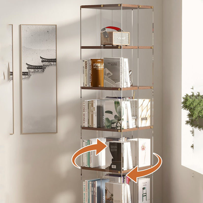 Modern Minimalist Acrylic Solid Wood Square Bookshelf 3/4/5/6-Tier For Living Room