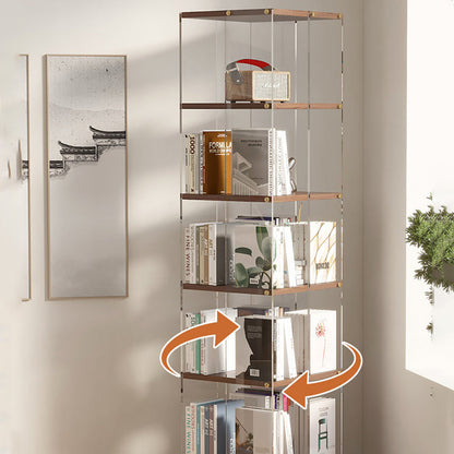 Modern Minimalist Acrylic Solid Wood Square Bookshelf 3/4/5/6-Tier For Living Room
