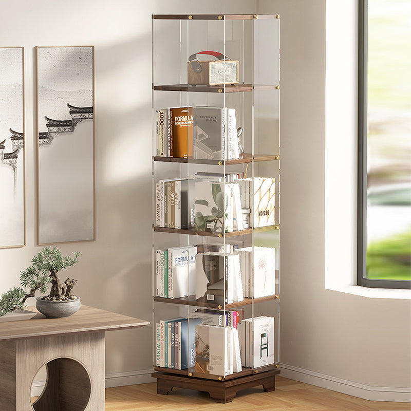 Modern Minimalist Acrylic Solid Wood Square Bookshelf 3/4/5/6-Tier For Living Room