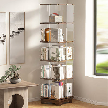 Modern Minimalist Acrylic Solid Wood Square Bookshelf 3/4/5/6-Tier For Living Room