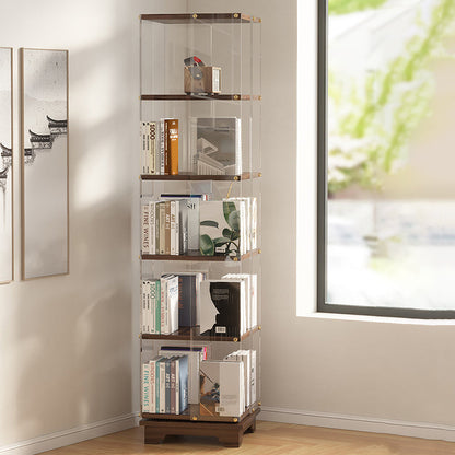 Modern Minimalist Acrylic Solid Wood Square Bookshelf 3/4/5/6-Tier For Living Room