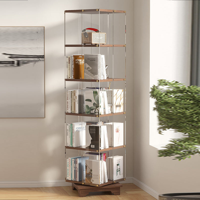 Modern Minimalist Acrylic Solid Wood Square Bookshelf 3/4/5/6-Tier For Living Room