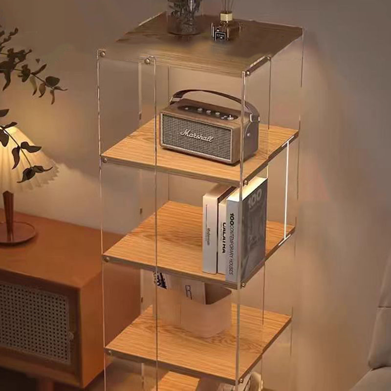 Modern Minimalist Acrylic Solid Wood Square Bookshelf 3/4/5/6-Tier For Living Room