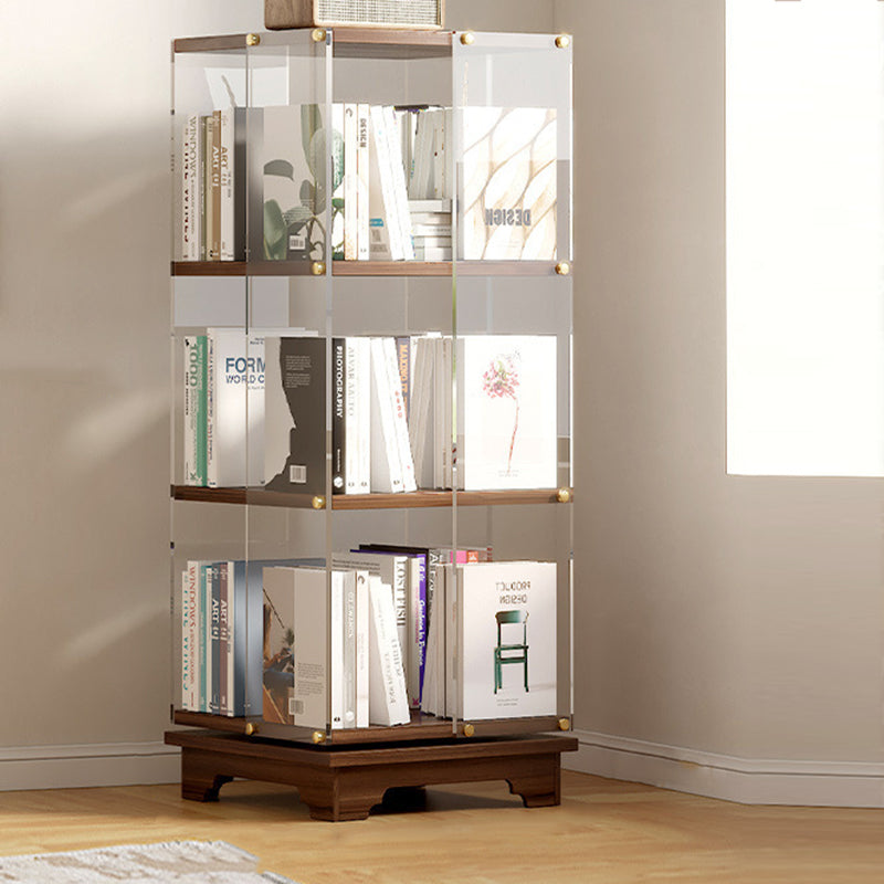 Modern Minimalist Acrylic Solid Wood Square Bookshelf 3/4/5/6-Tier For Living Room