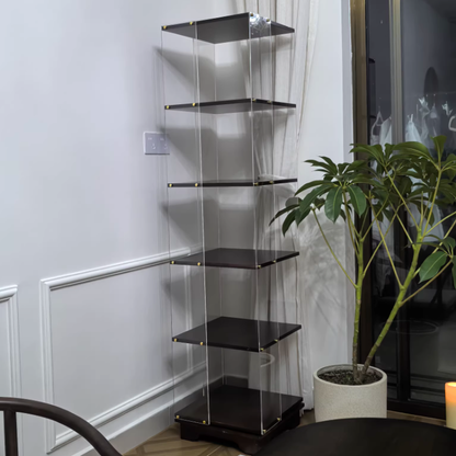 Modern Minimalist Acrylic Solid Wood Square Bookshelf 3/4/5/6-Tier For Living Room