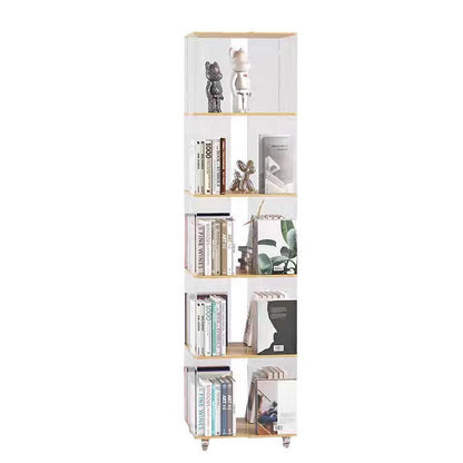 Modern Minimalist Acrylic Solid Wood Square Bookshelf 3/4/5/6-Tier For Living Room