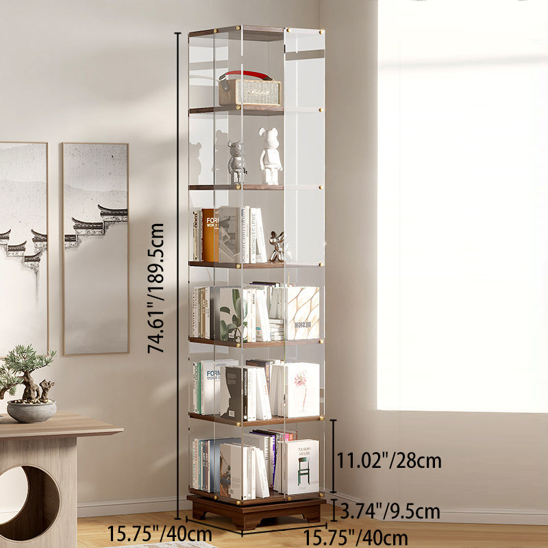 Modern Minimalist Acrylic Solid Wood Square Bookshelf 3/4/5/6-Tier For Living Room