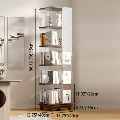 Modern Minimalist Acrylic Solid Wood Square Bookshelf 3/4/5/6-Tier For Living Room