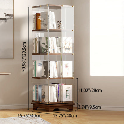 Modern Minimalist Acrylic Solid Wood Square Bookshelf 3/4/5/6-Tier For Living Room