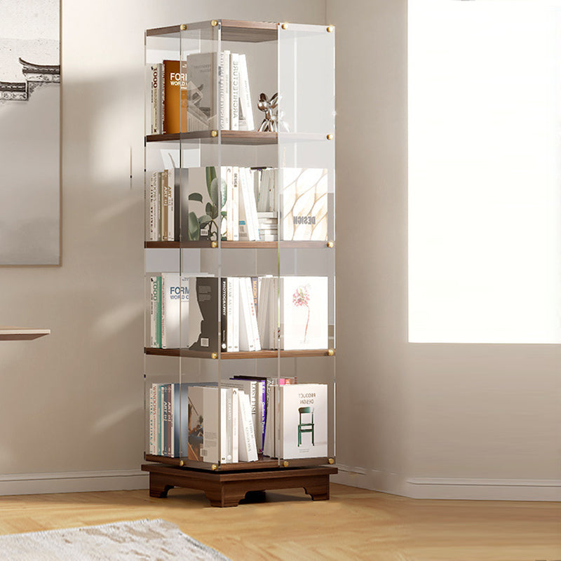 Modern Minimalist Acrylic Solid Wood Square Bookshelf 3/4/5/6-Tier For Living Room