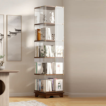 Modern Minimalist Acrylic Solid Wood Square Bookshelf 3/4/5/6-Tier For Living Room