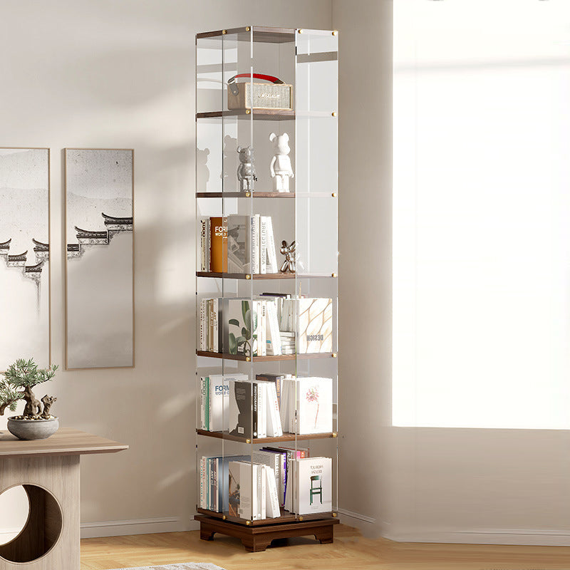 Modern Minimalist Acrylic Solid Wood Square Bookshelf 3/4/5/6-Tier For Living Room