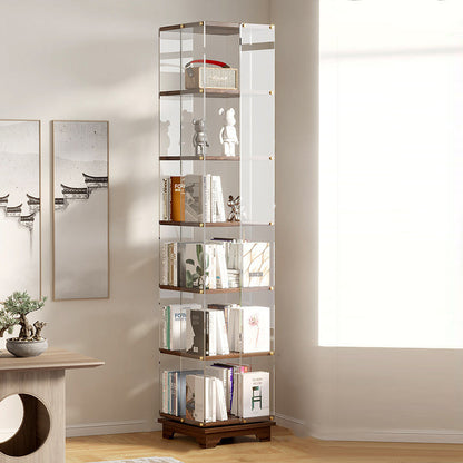Modern Minimalist Acrylic Solid Wood Square Bookshelf 3/4/5/6-Tier For Living Room