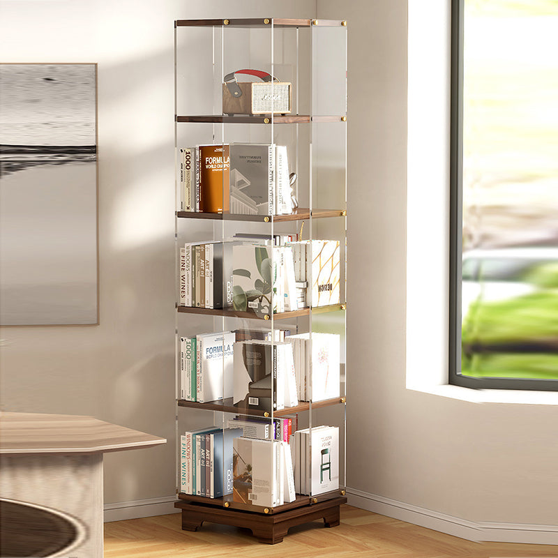 Modern Minimalist Acrylic Solid Wood Square Bookshelf 3/4/5/6-Tier For Living Room