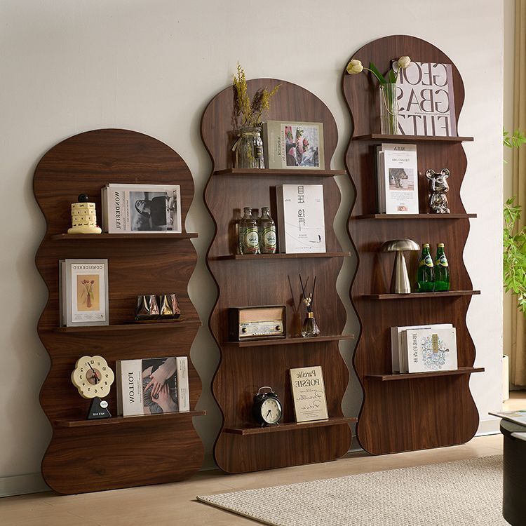Contemporary Creative Engineered Wood Wavy Curved Display Shelf 2/3/4-Tier For Living Room
