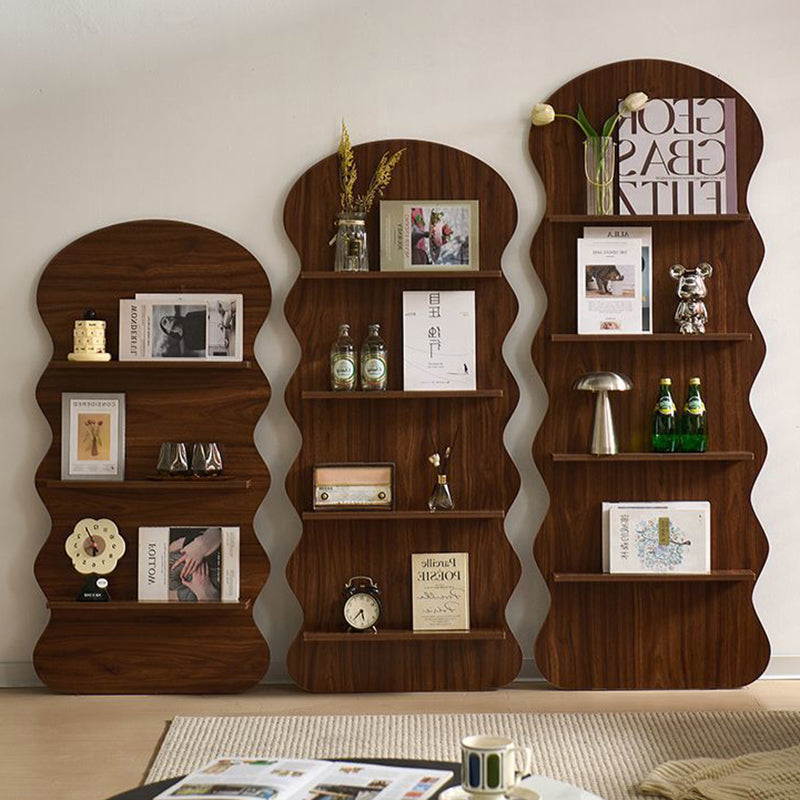 Contemporary Creative Engineered Wood Wavy Curved Display Shelf 2/3/4-Tier For Living Room