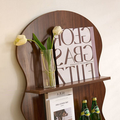 Contemporary Creative Engineered Wood Wavy Curved Display Shelf 2/3/4-Tier For Living Room
