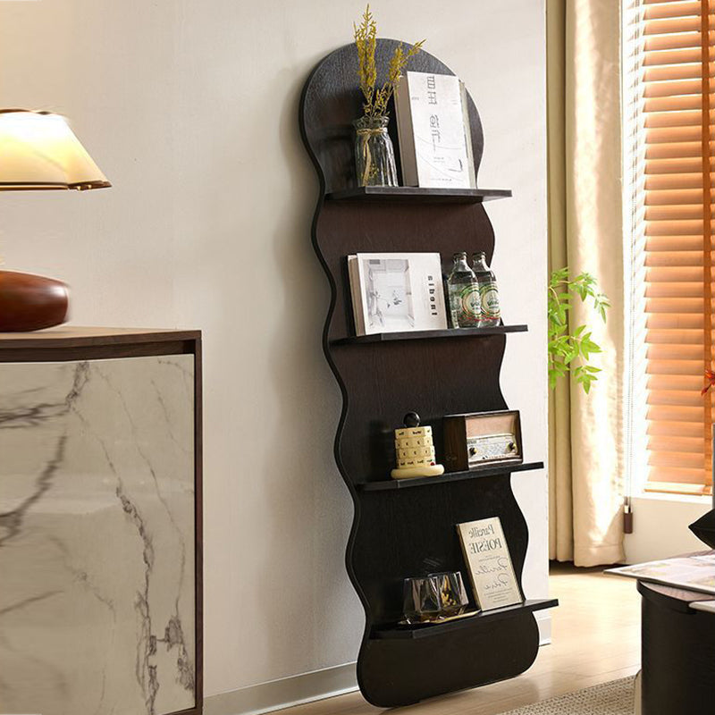 Contemporary Creative Engineered Wood Wavy Curved Display Shelf 2/3/4-Tier For Living Room