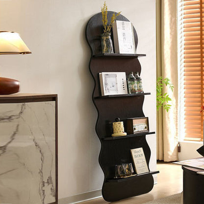 Contemporary Creative Engineered Wood Wavy Curved Display Shelf 2/3/4-Tier For Living Room