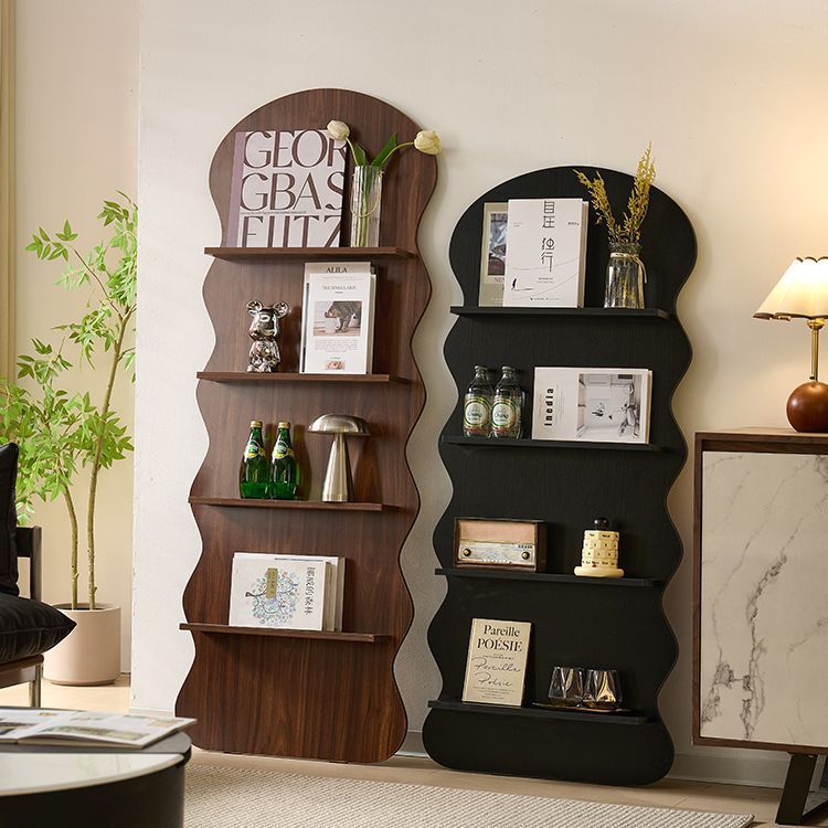 Contemporary Creative Engineered Wood Wavy Curved Display Shelf 2/3/4-Tier For Living Room