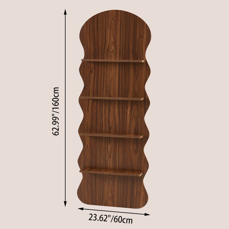 Contemporary Creative Engineered Wood Wavy Curved Display Shelf 2/3/4-Tier For Living Room