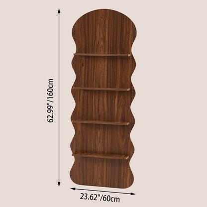 Contemporary Creative Engineered Wood Wavy Curved Display Shelf 2/3/4-Tier For Living Room