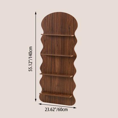Contemporary Creative Engineered Wood Wavy Curved Display Shelf 2/3/4-Tier For Living Room