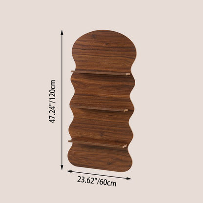 Contemporary Creative Engineered Wood Wavy Curved Display Shelf 2/3/4-Tier For Living Room