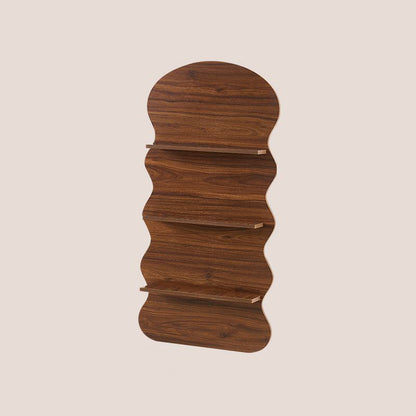 Contemporary Creative Engineered Wood Wavy Curved Display Shelf 2/3/4-Tier For Living Room