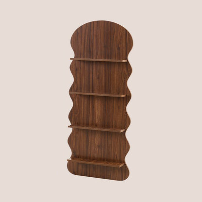 Contemporary Creative Engineered Wood Wavy Curved Display Shelf 2/3/4-Tier For Living Room